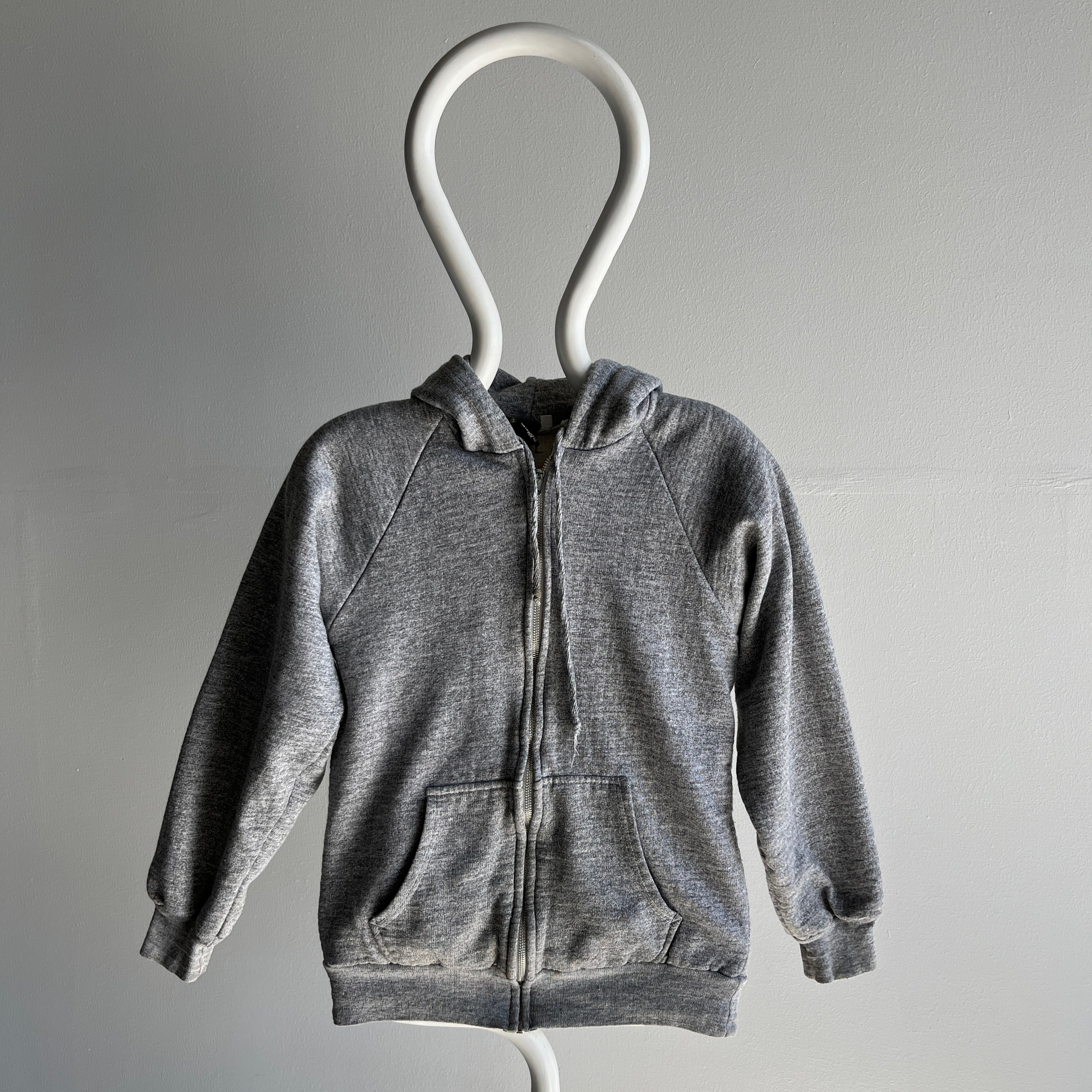 1980s Smaller Insulated Blank Gray Hoodie - Swoon!