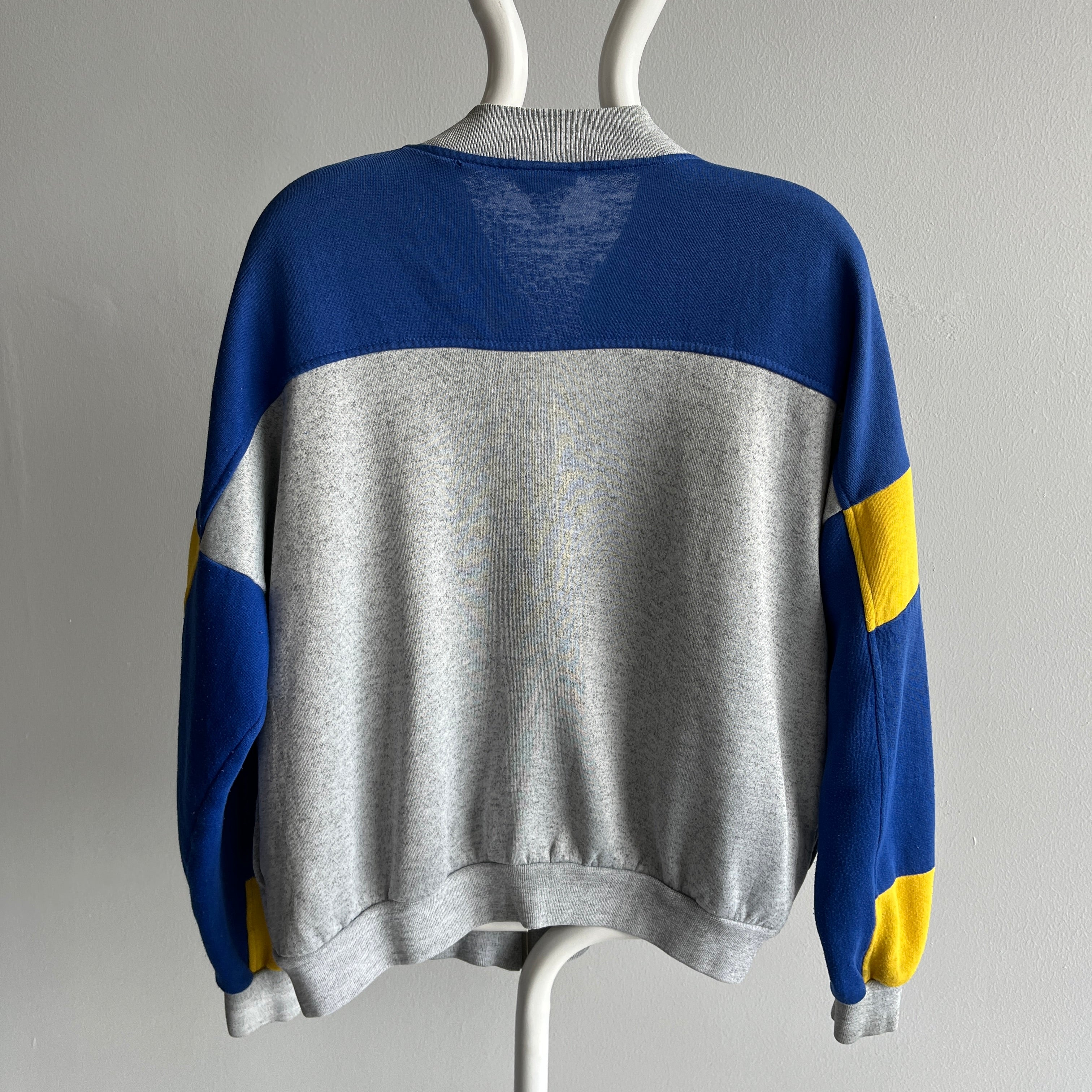 1980/90s Color Block Crewneck Zip Up Sweatshirt