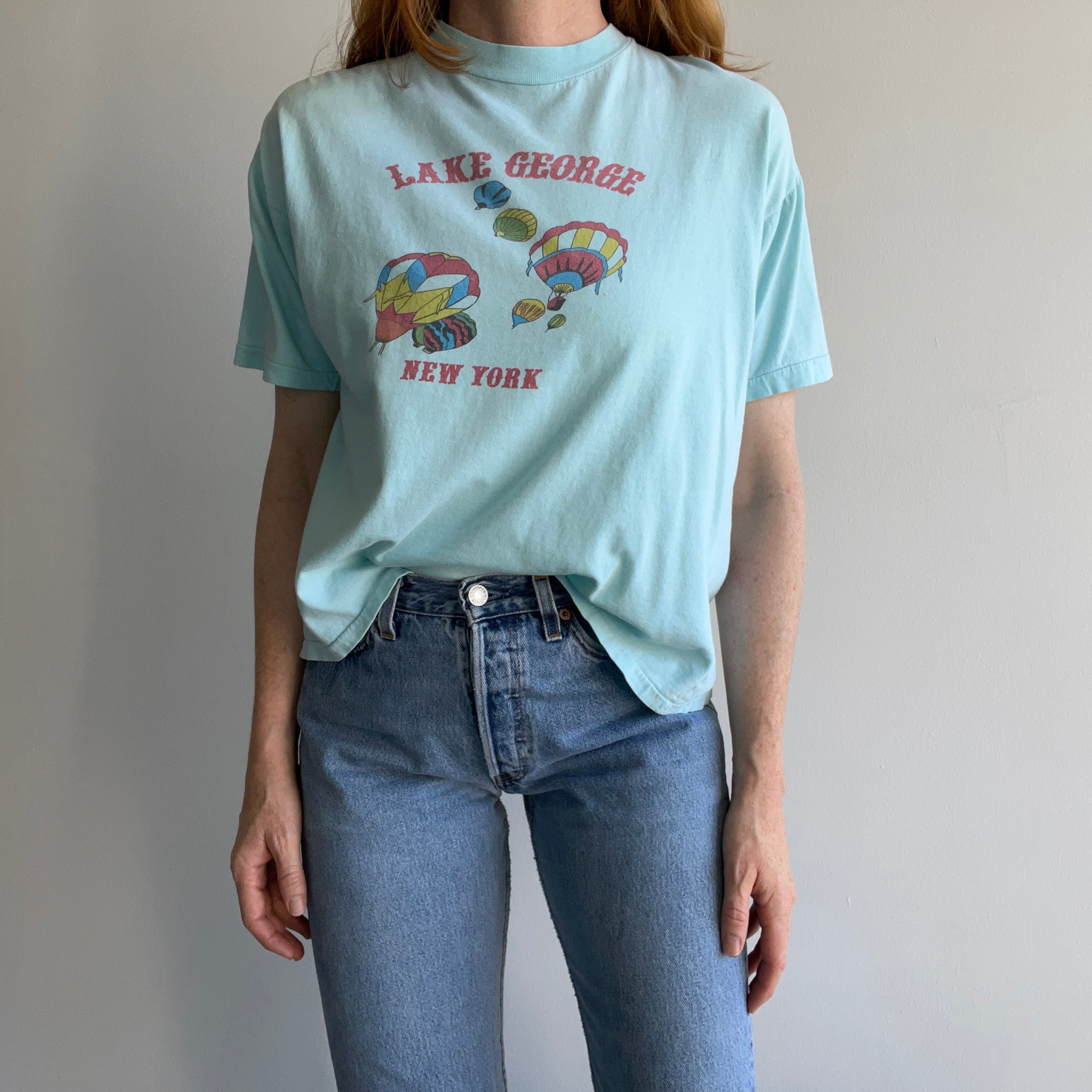 1980s Lake George, New York High Crew Cotton Boxy Crop T-Shirt