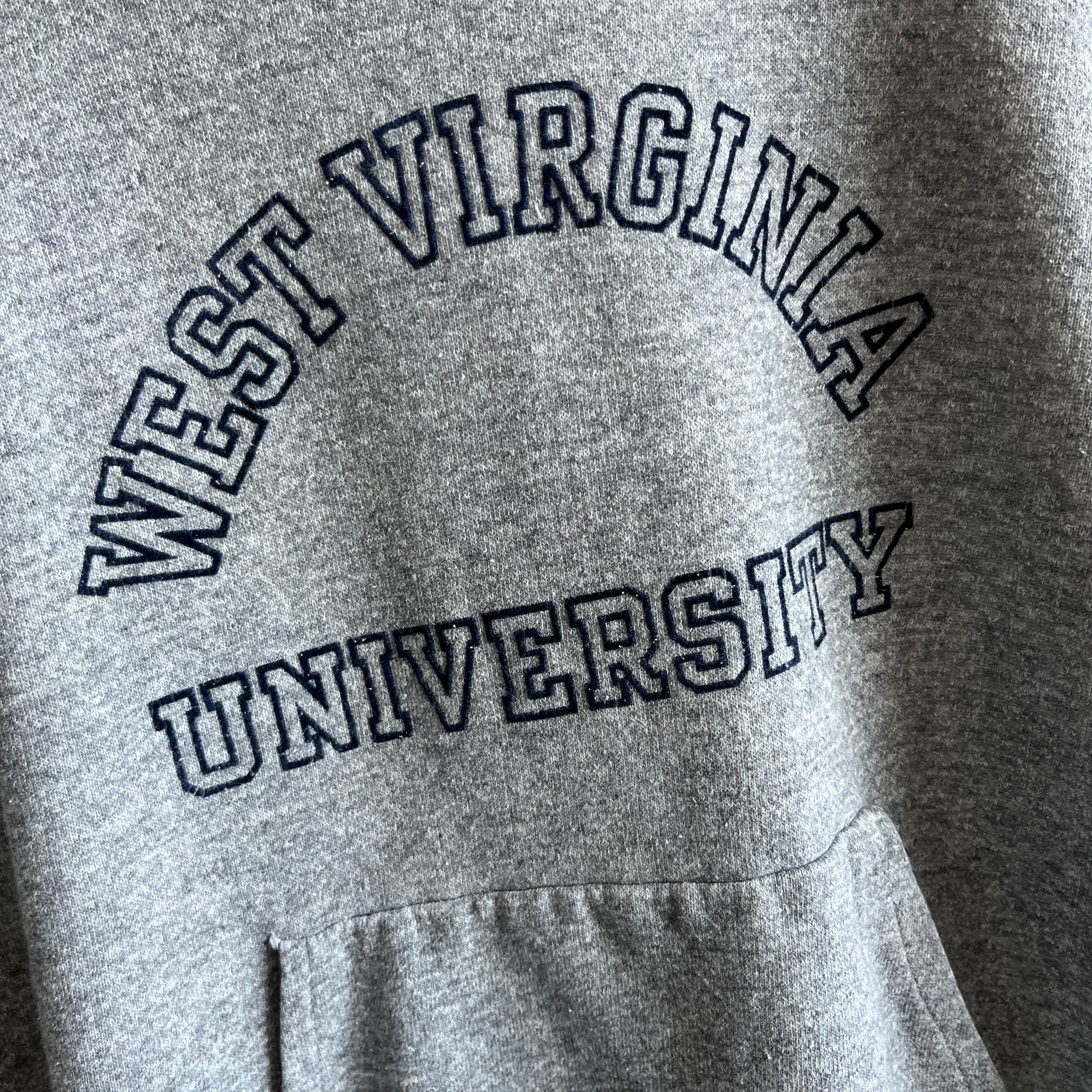 1970/80s University of West Virginia Velva Sheen Hoodie - Tattered, Torn and Grease Stained