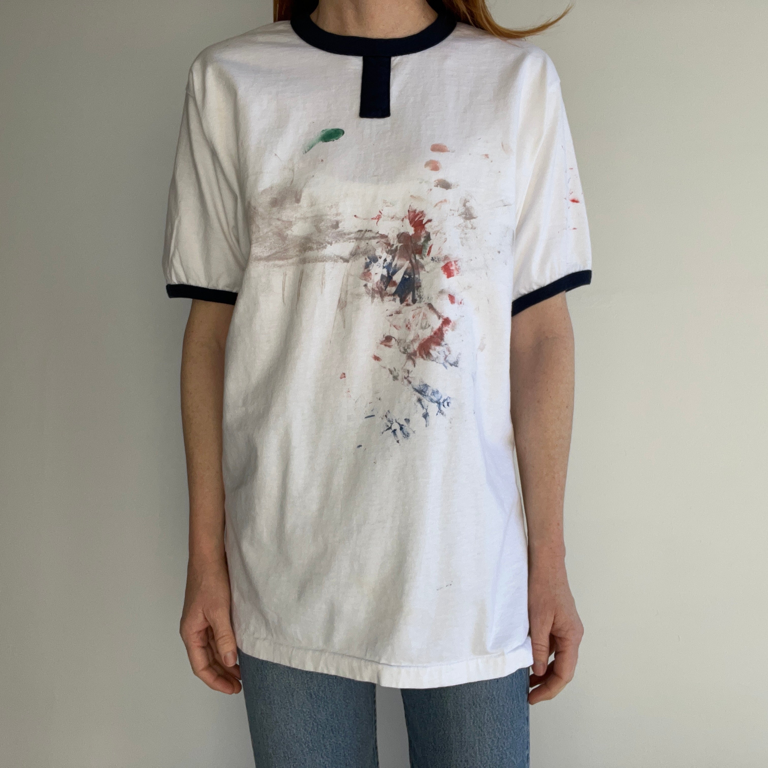 1990s Very Paint and Other Stained Ring Tee