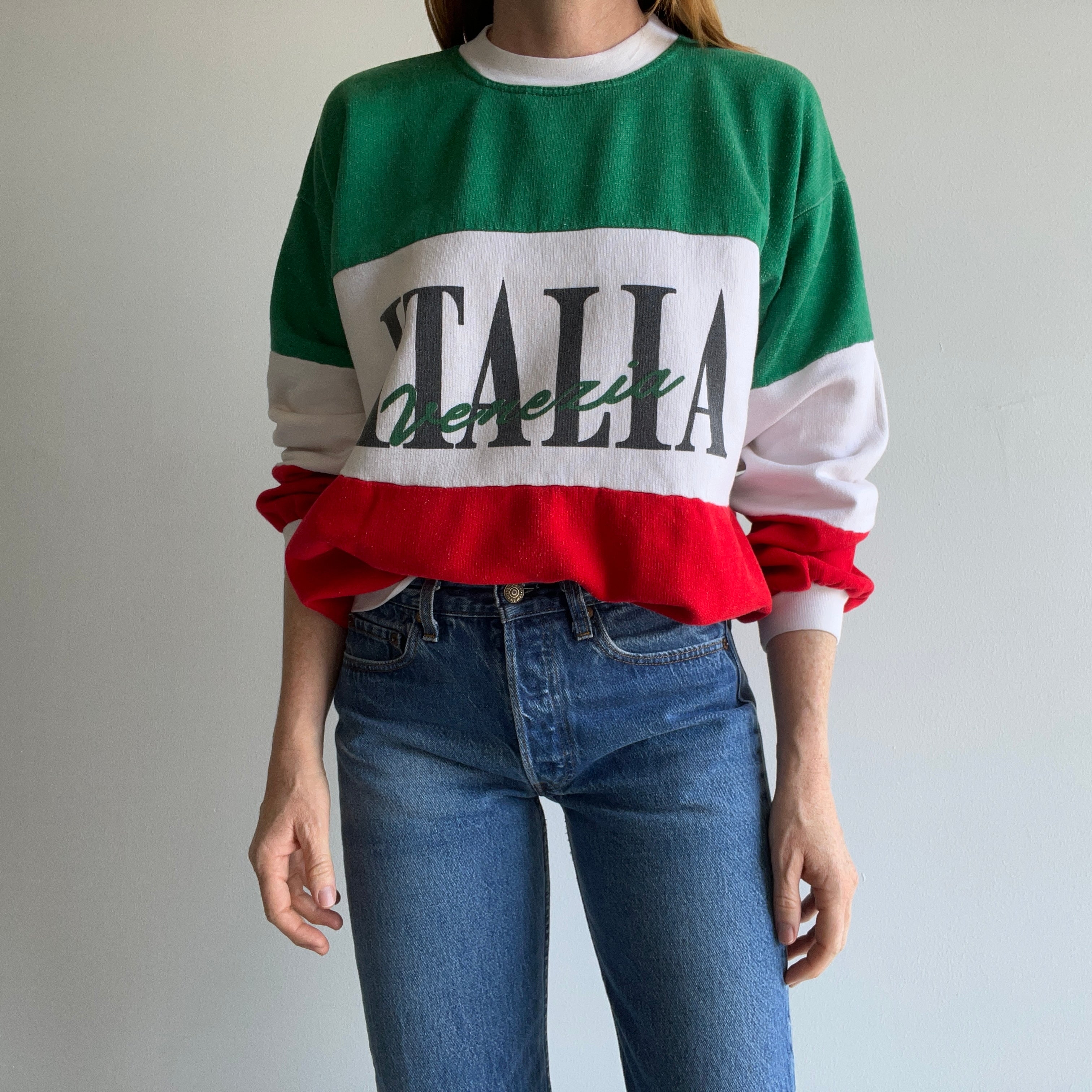 1980s Made in Italy, Italia Color Block Sweatshirt