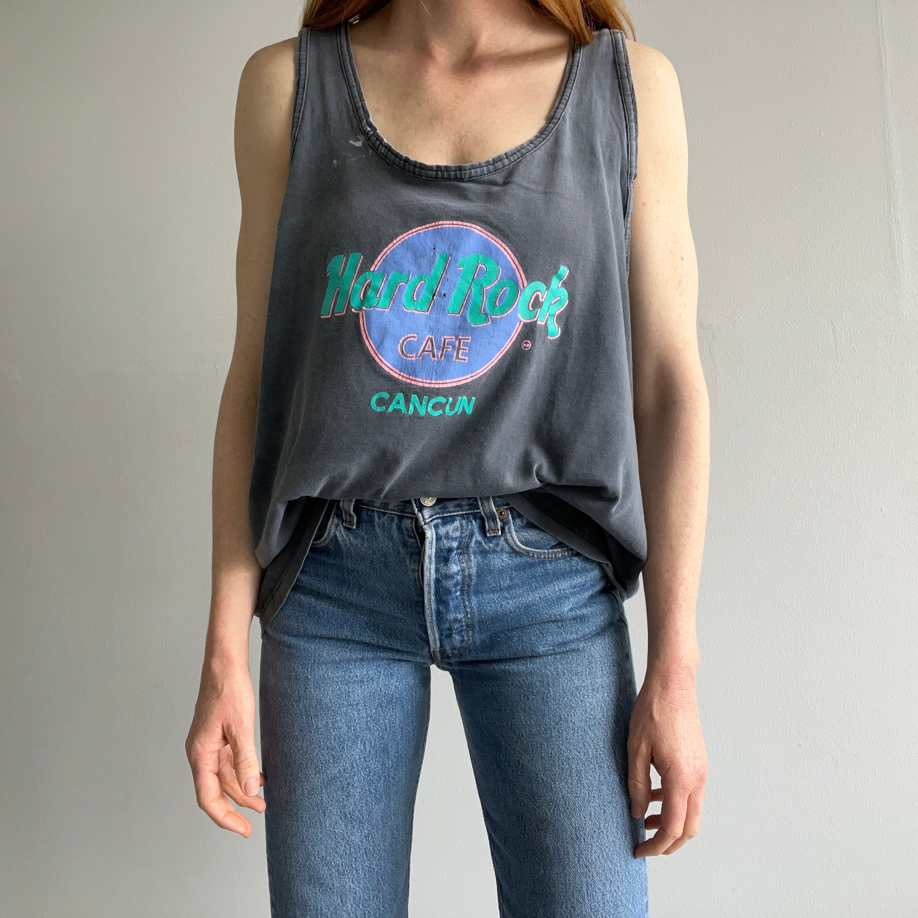 1980s Hard Rock Cafe Cancun Sun Faded Cotton Tank Top