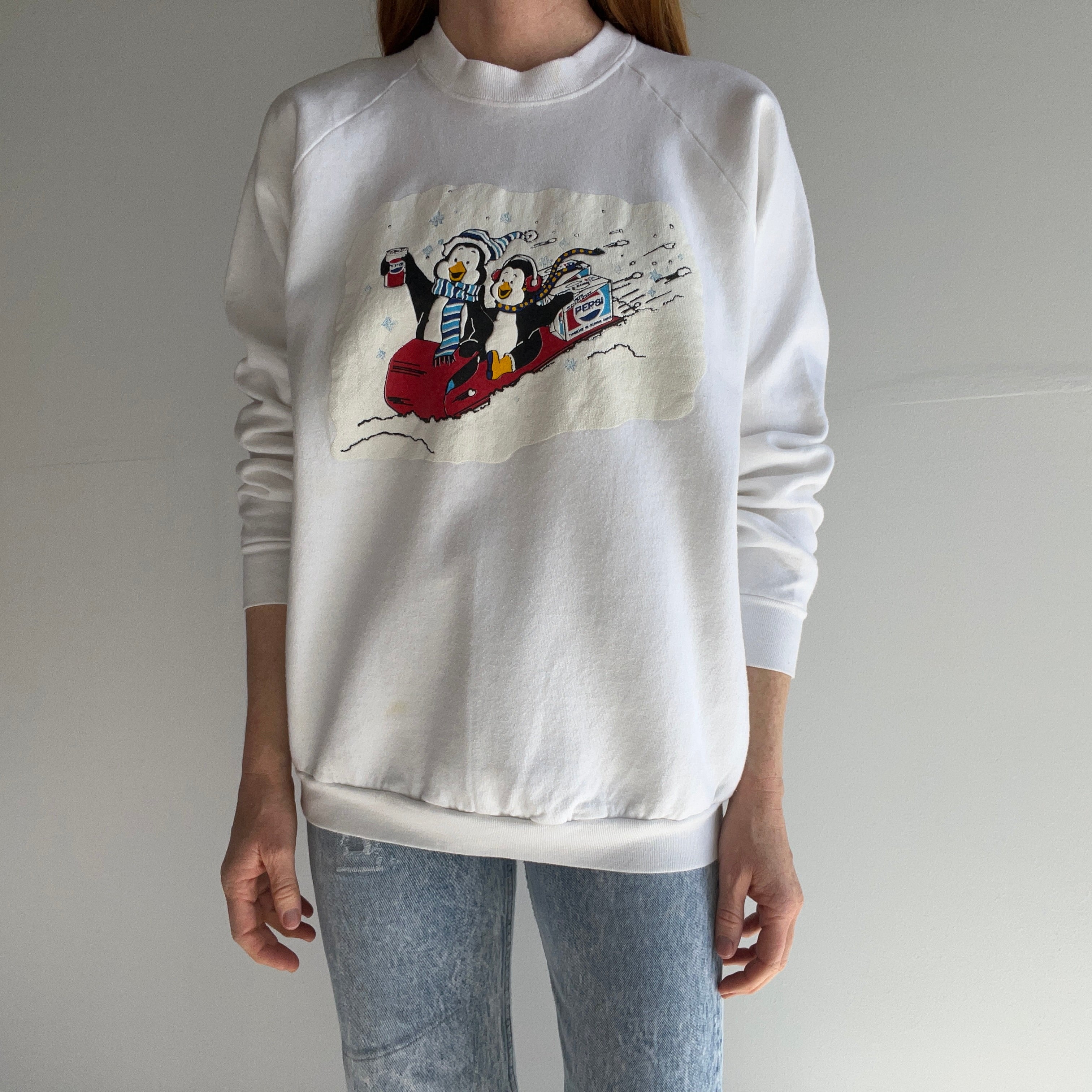 1980s Pepsi and Penguins Holiday Sweatshirt - !!!