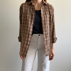 1980s Lightweight Plaid Button Up Shirt by JC Pennys