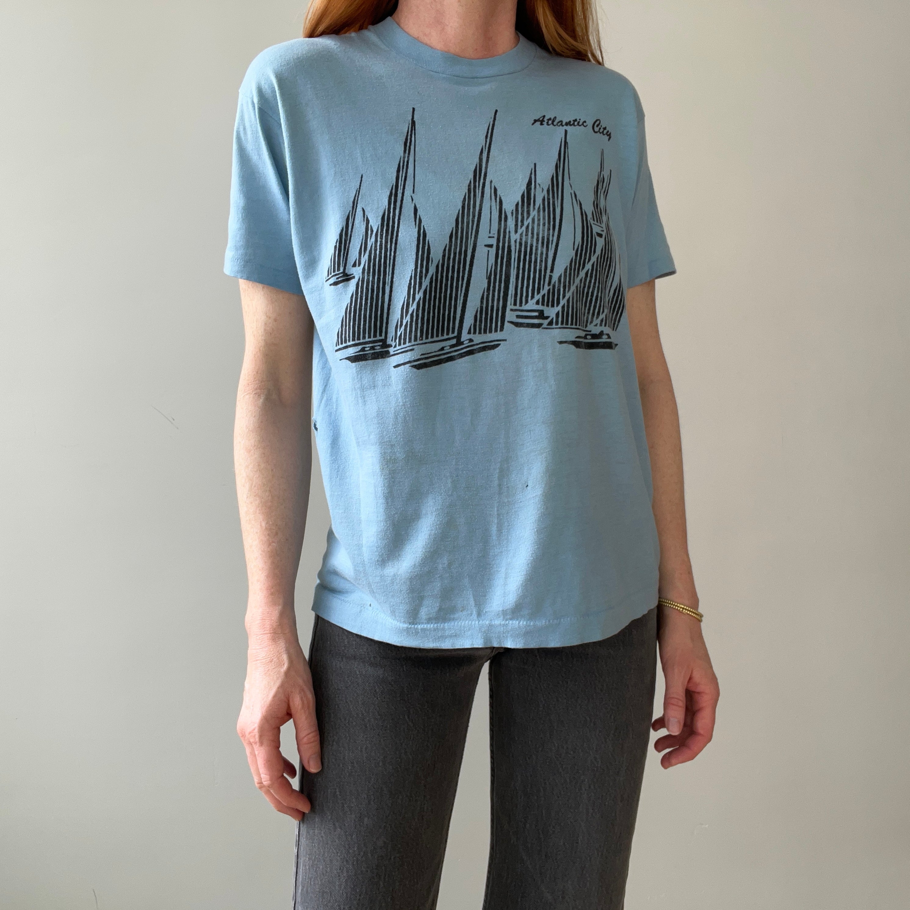 1970s/80s Baby Blue Atlantic City T Shirt