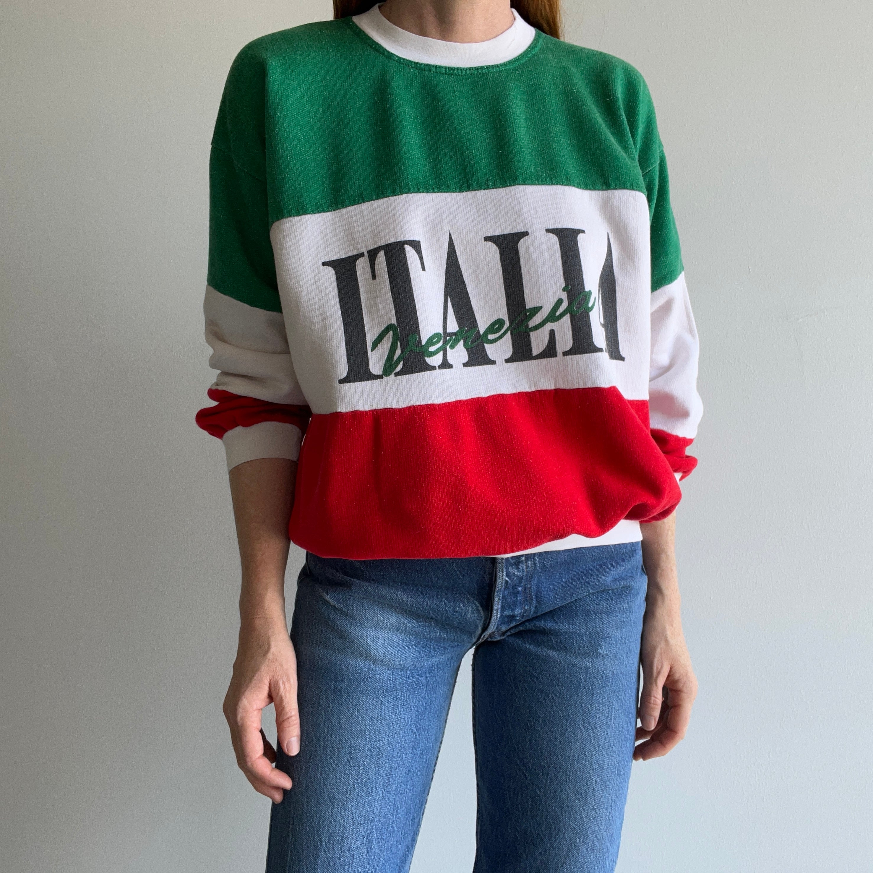 1980s Made in Italy, Italia Color Block Sweatshirt