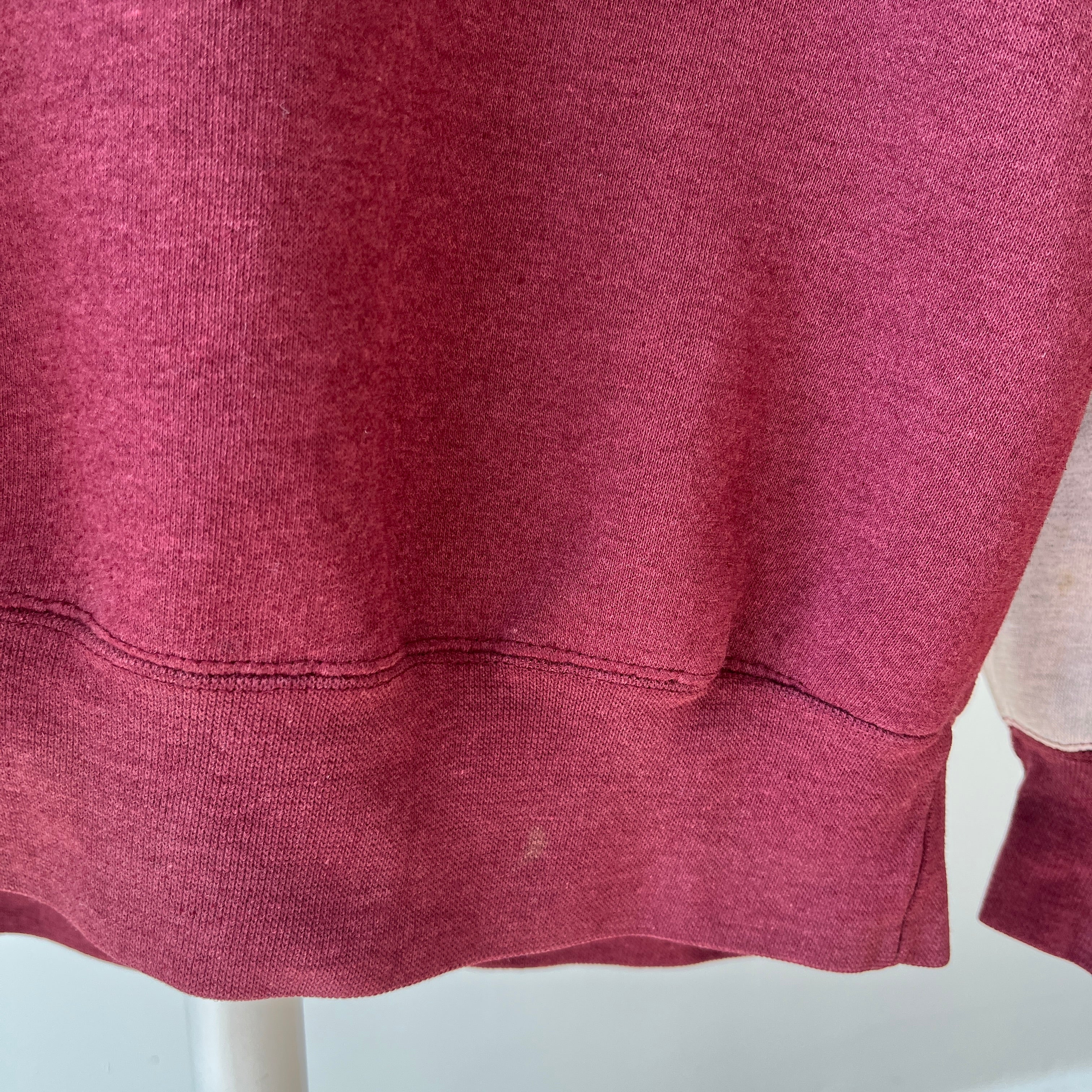 1980/90s Color Block Sweatshirt - Gray and Maroon