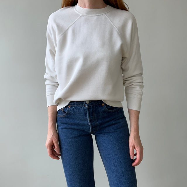 1980s Beautiful "Dusty White" Raglan Sweatshirt