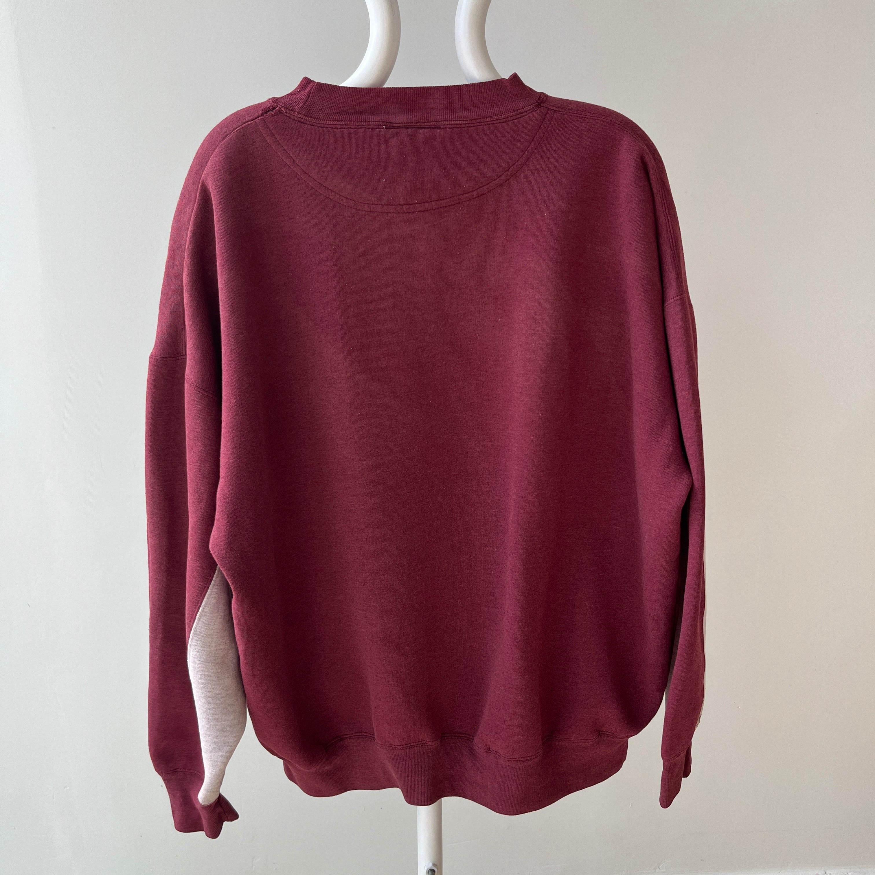 1980/90s Color Block Sweatshirt - Gray and Maroon