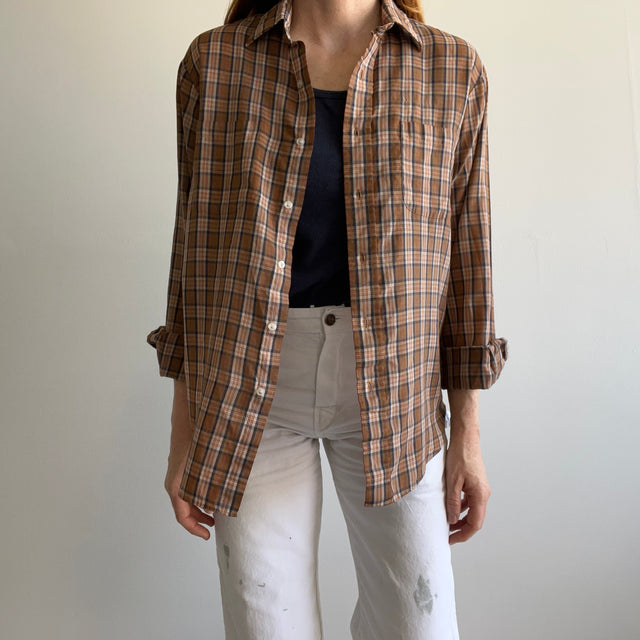 1980s Lightweight Plaid Button Up Shirt by JC Pennys