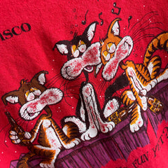 1985 San Francisco Non Sequitur Drunk Cats Front and Back T-Shirt - Oh My