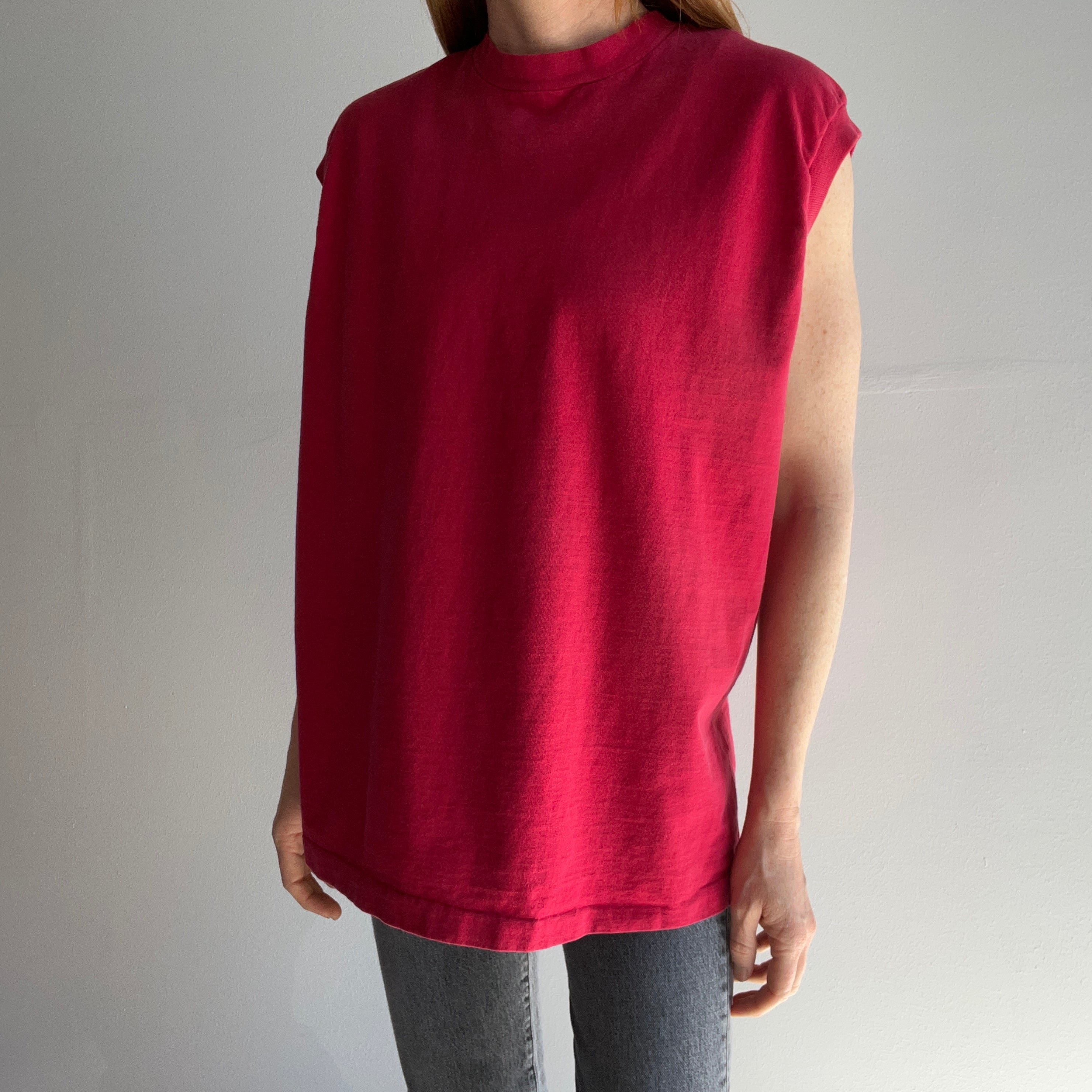 1990s Chateau Margaux Red Cotton Muscle Tank by FOTL