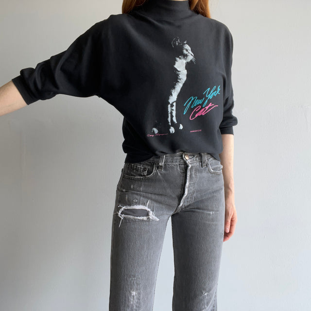 1989 New York Cat Dolman Sleeve Fitted Long Sleeve Shirt/Sweatshirt WOW