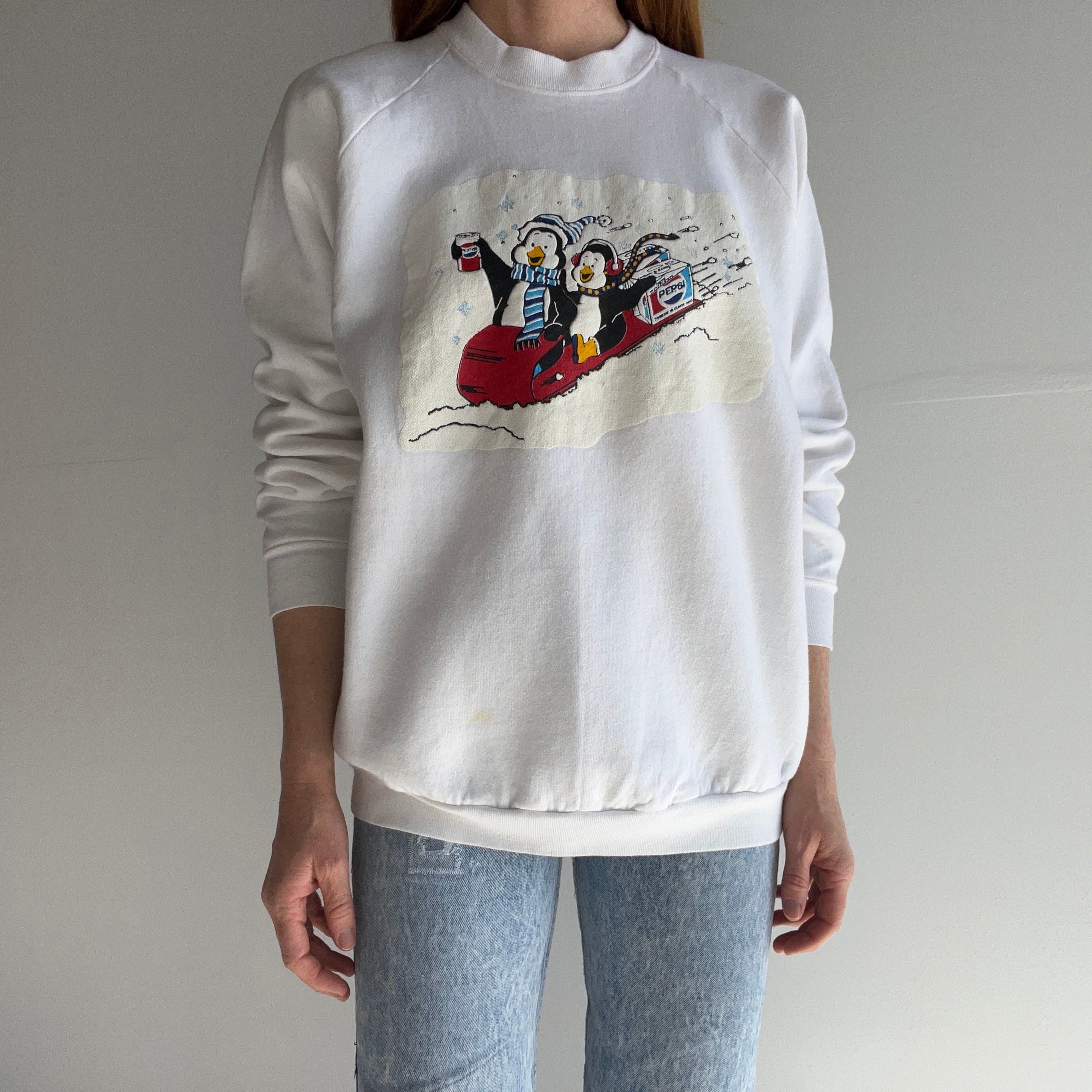 1980s Pepsi and Penguins Holiday Sweatshirt - !!!