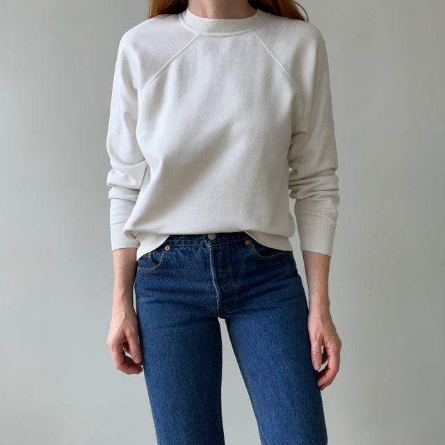 1980s Beautiful "Dusty White" Raglan Sweatshirt