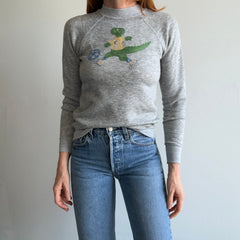 1980s DIY Crocodile Playing Soccer XS Sweatshirt