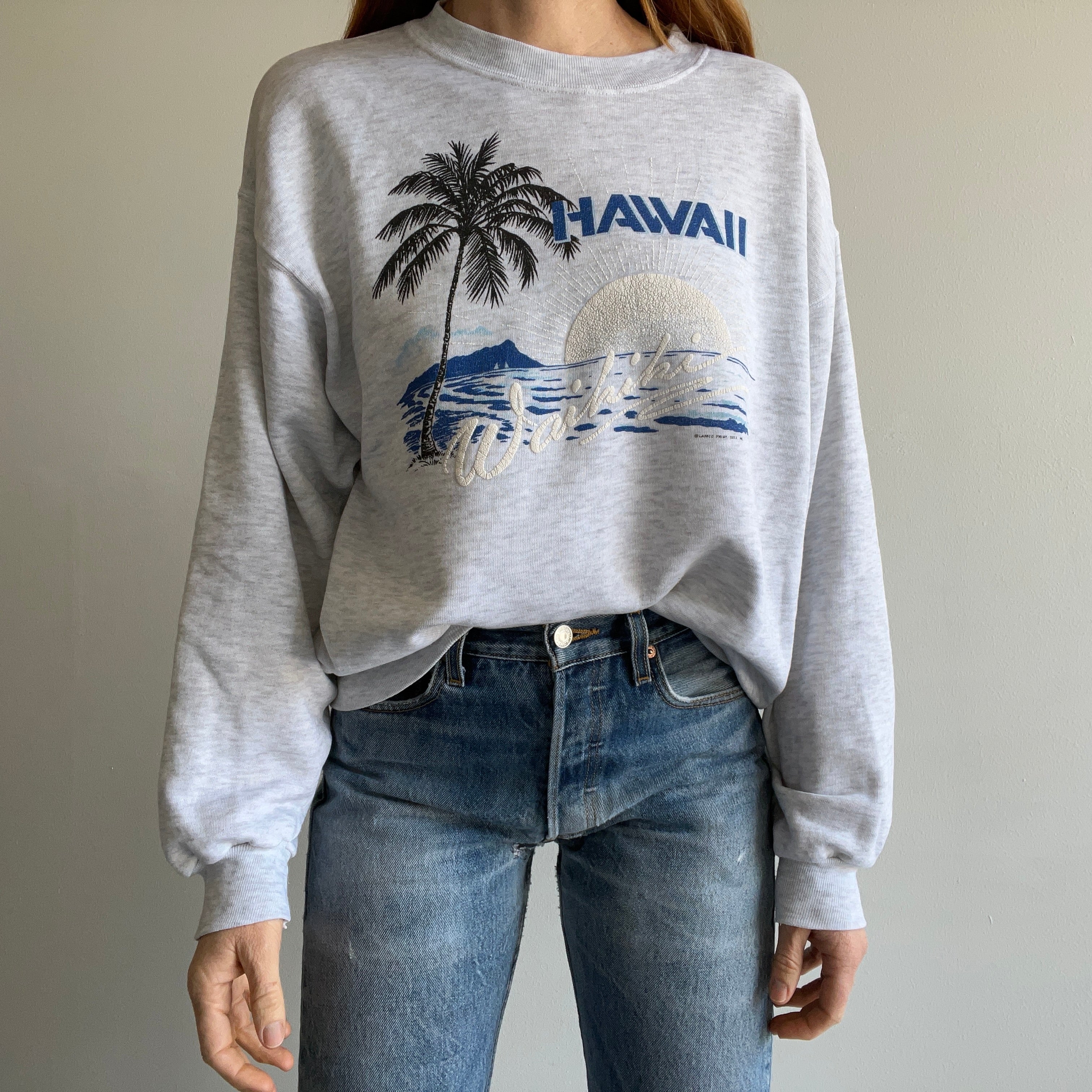 1990s SUPER THINNED OUT AND SLOUCHY Hawaii Sweatshirt