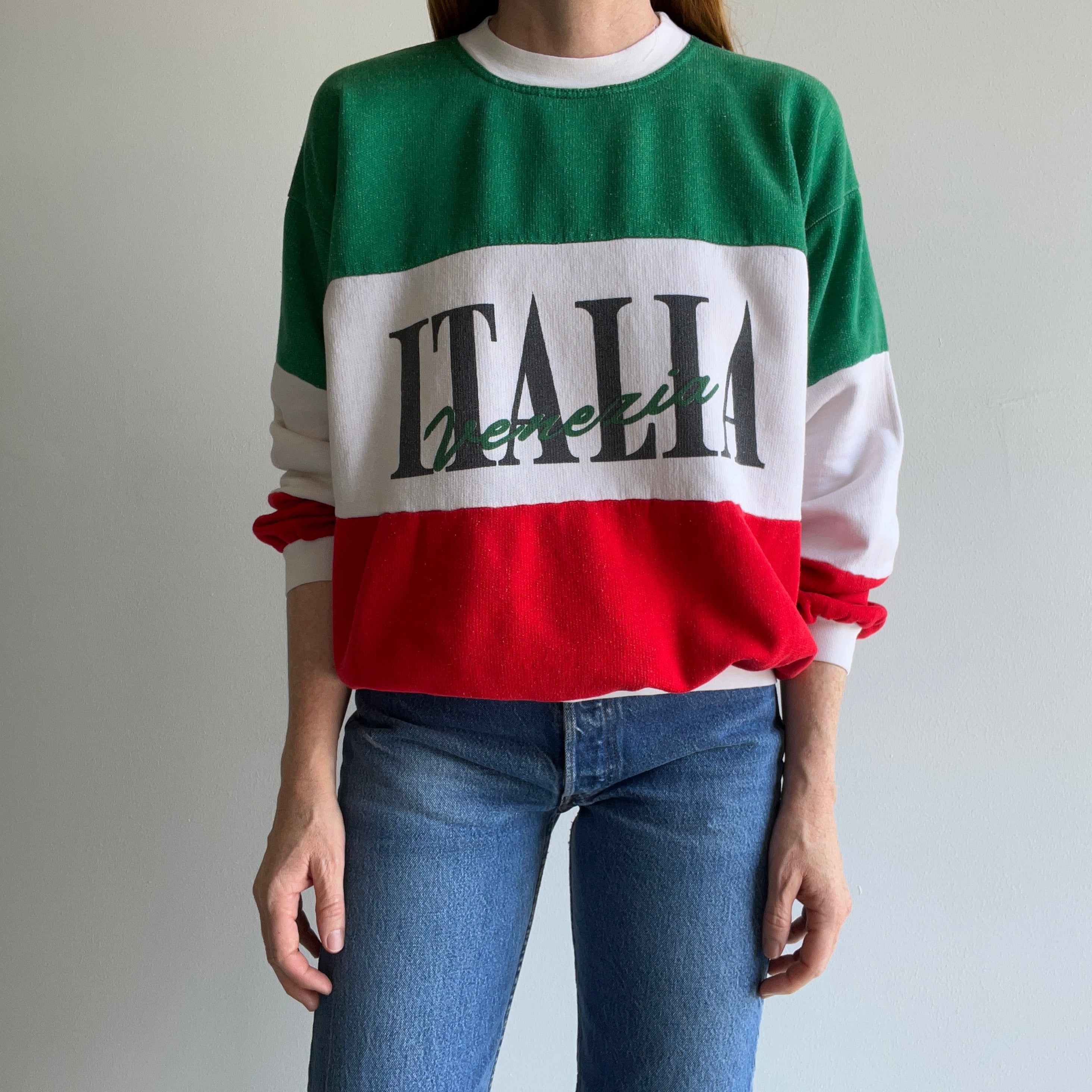 1980s Made in Italy, Italia Color Block Sweatshirt