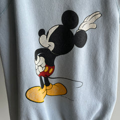 1970s Destroyed and Stained 70s Front and Back Mickey Cut Sleeve Warm Up