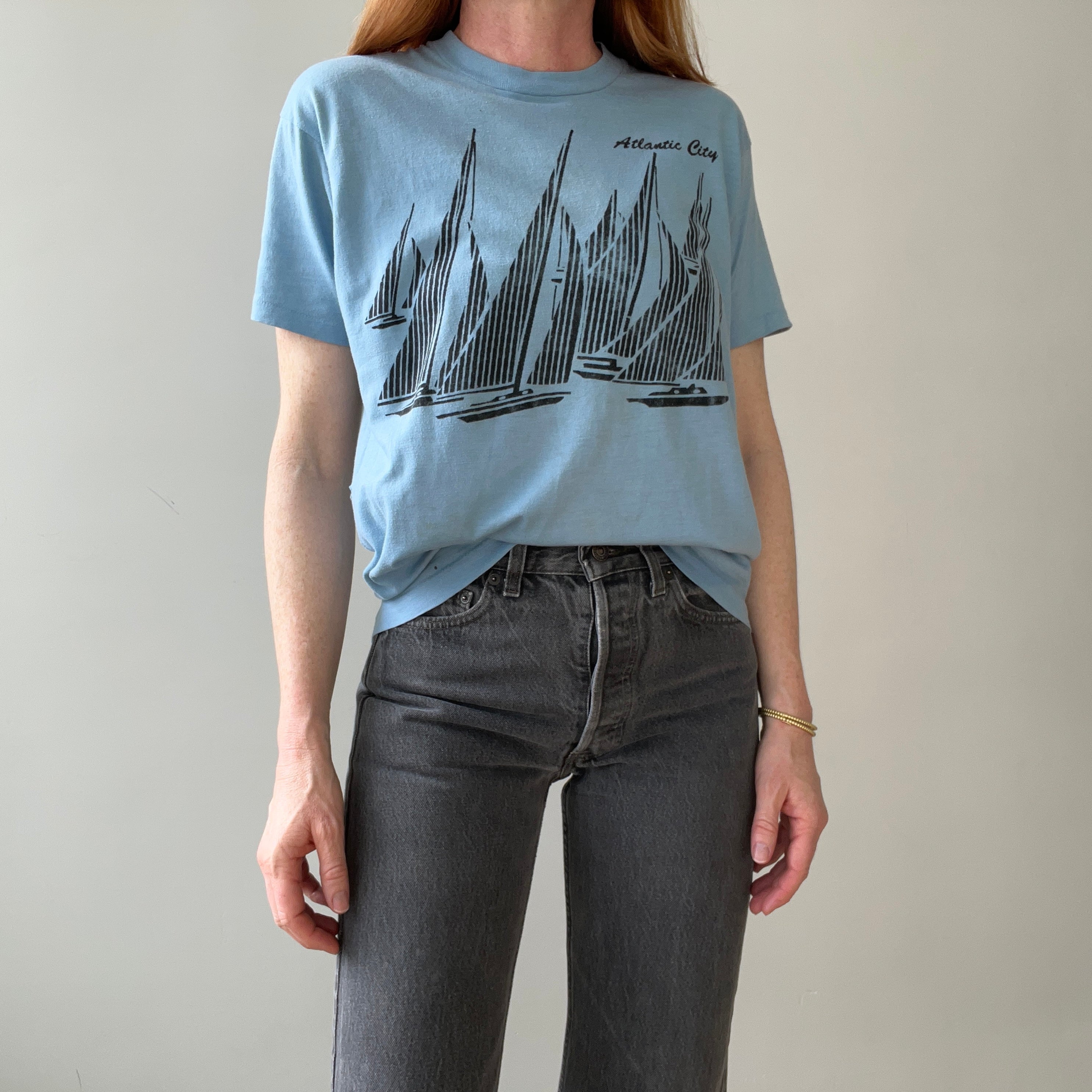 1970s/80s Baby Blue Atlantic City T Shirt