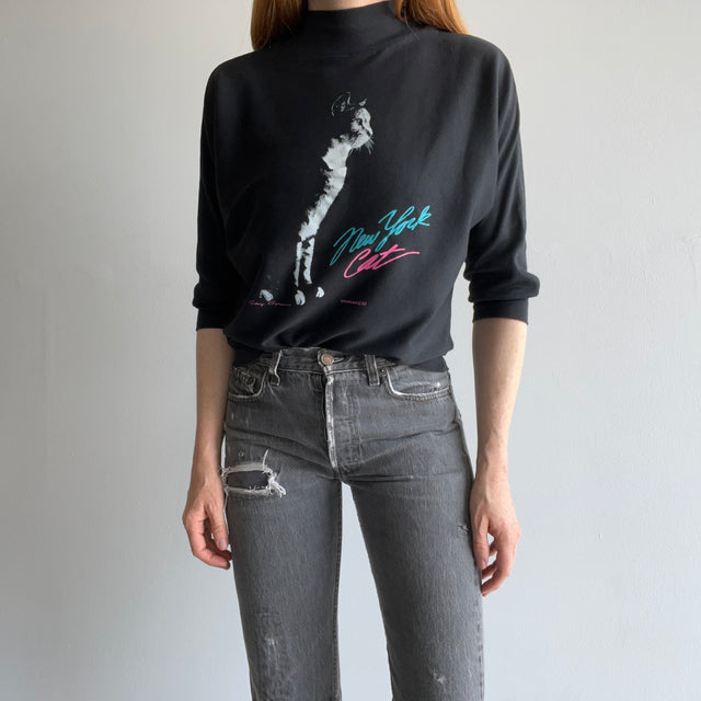 1989 New York Cat Dolman Sleeve Fitted Long Sleeve Shirt/Sweatshirt WOW