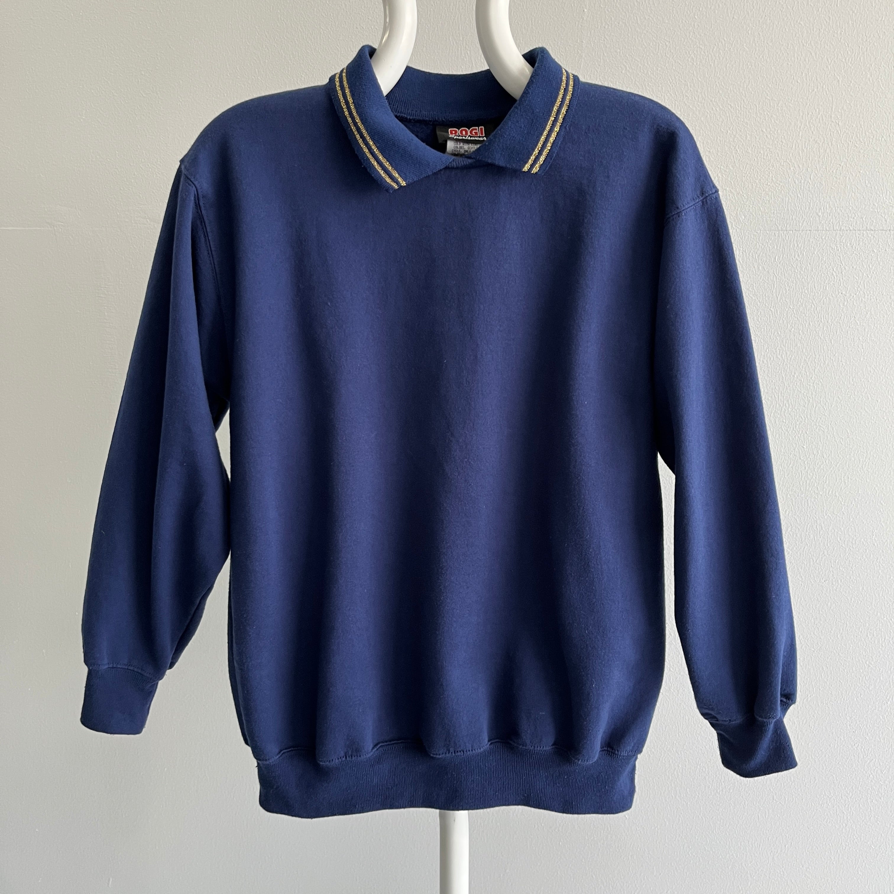 1980s Collared Sweatshirt For Extra Flair