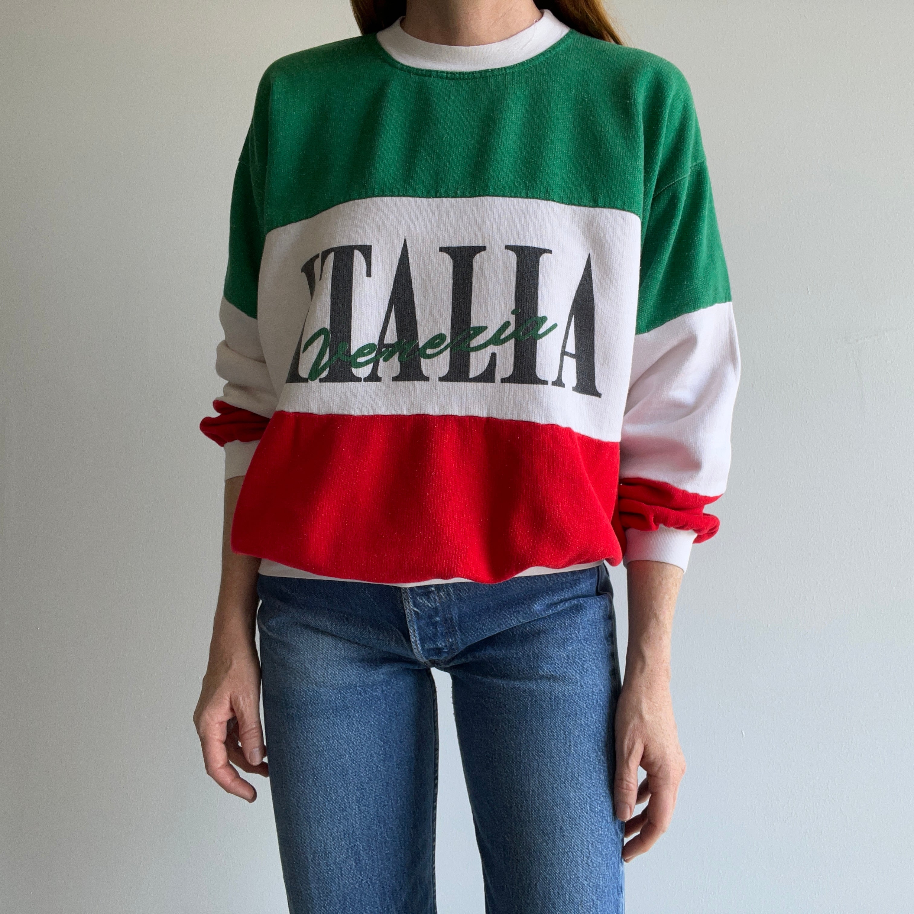 1980s Made in Italy, Italia Color Block Sweatshirt