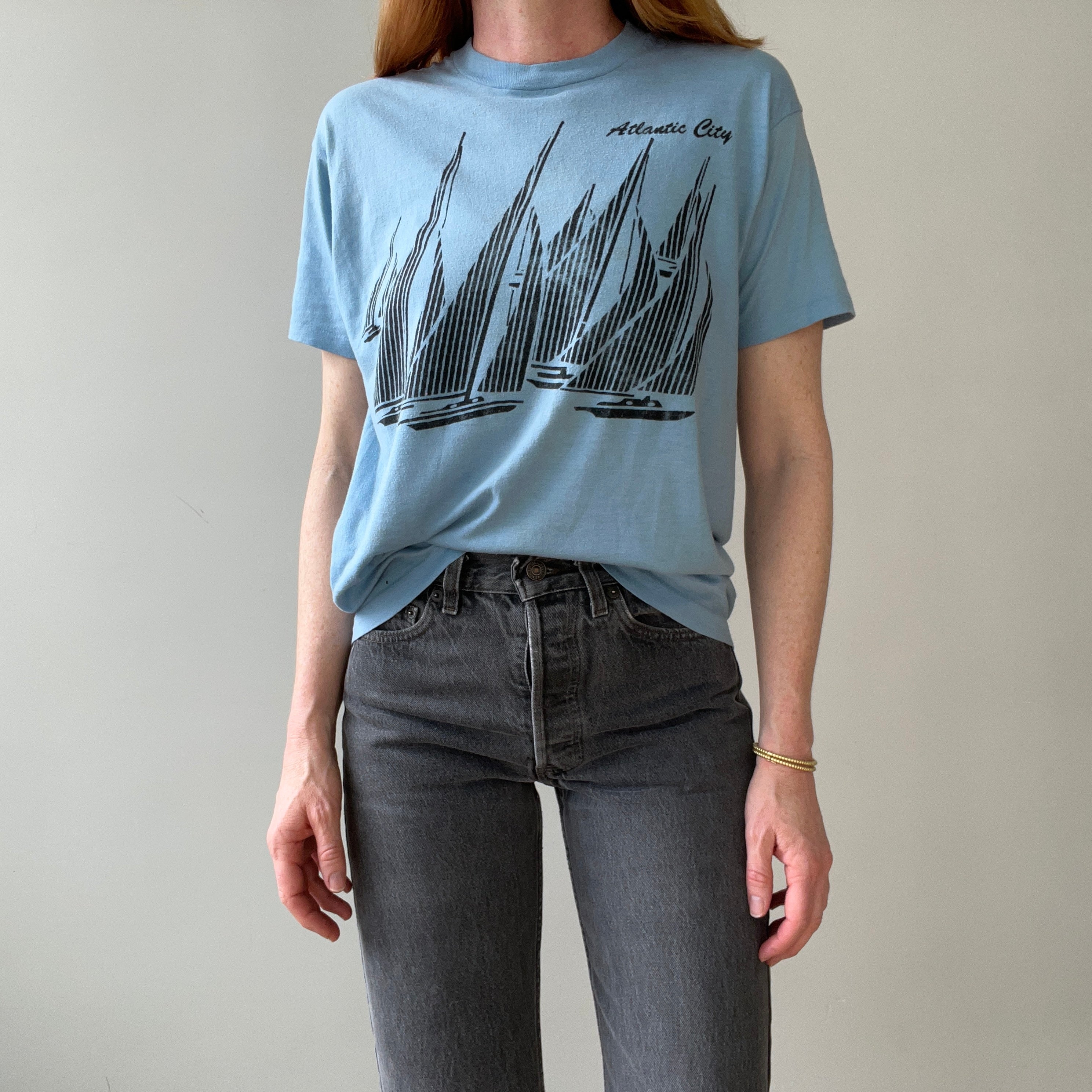 1970s/80s Baby Blue Atlantic City T Shirt