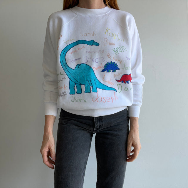 1980s Dinosaur with 80s Names DIY Sweatshirt on a Pannill