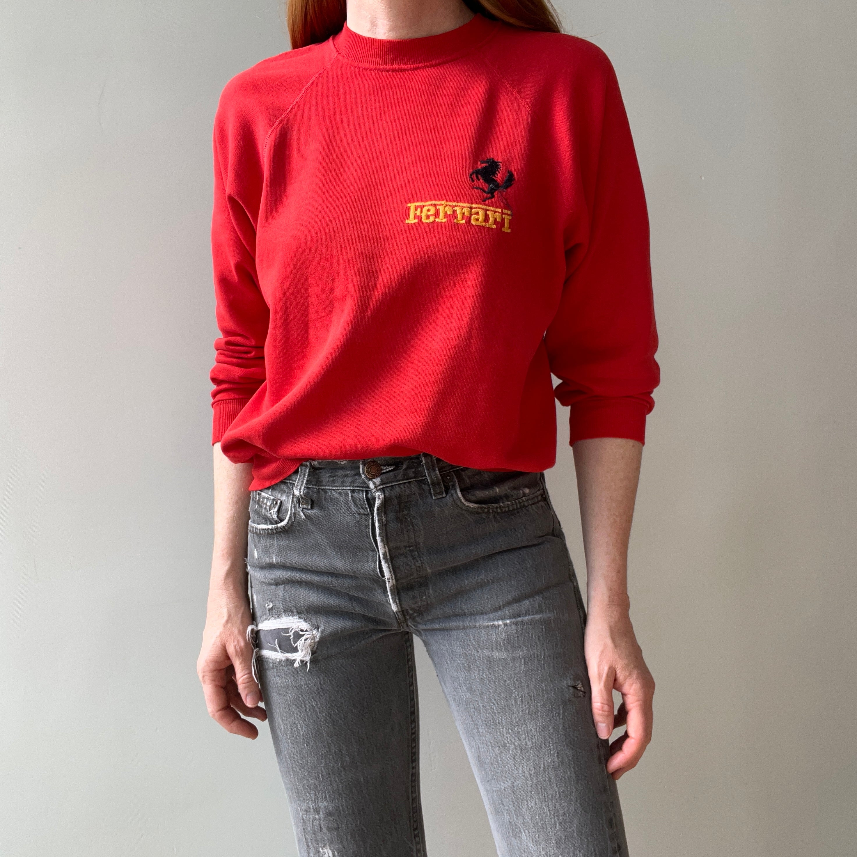 1980s Ferrari Sweatshirt with a Few Loose Threads (That are still there)