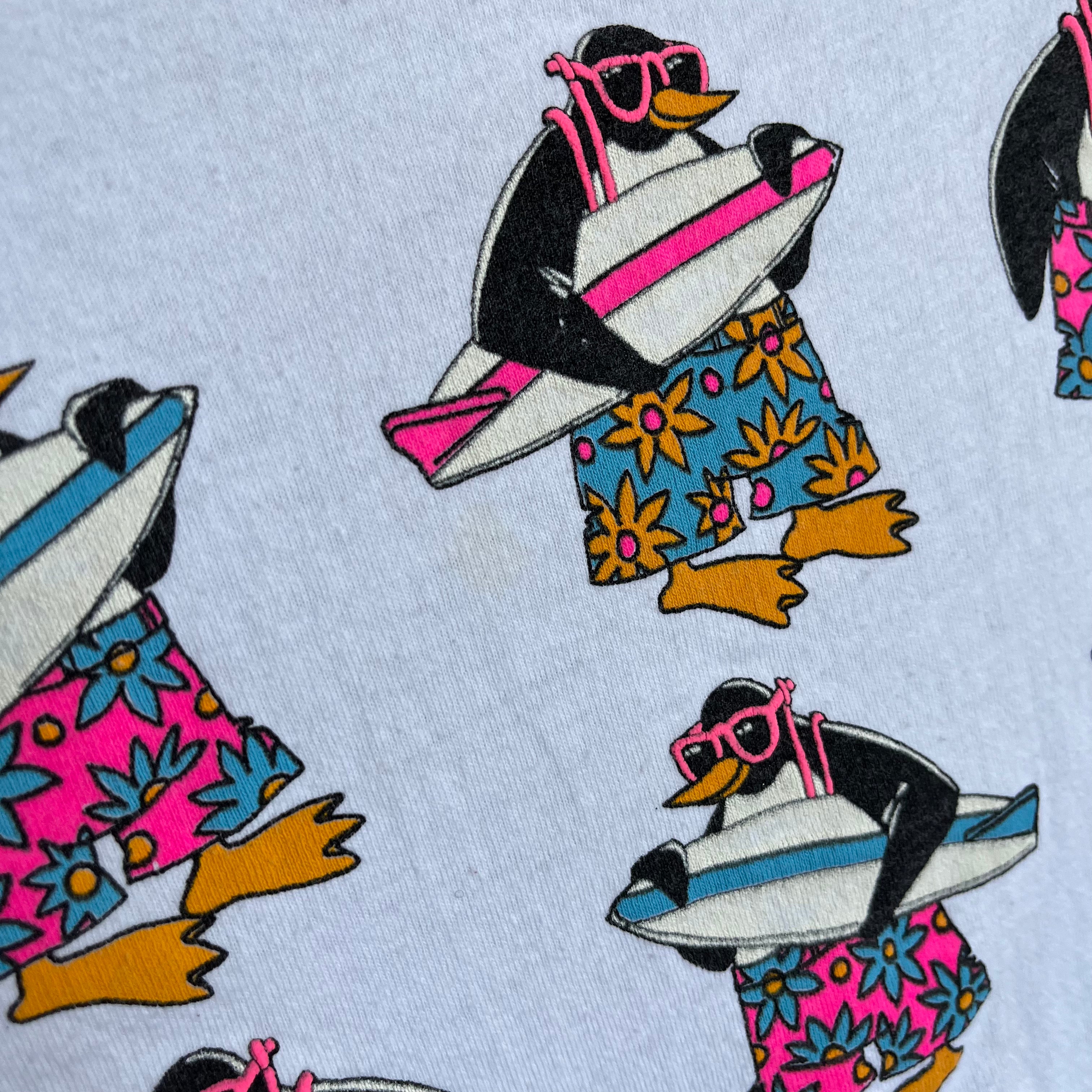 1980/90s Surfer Penguins in Sunnies T-Shirt