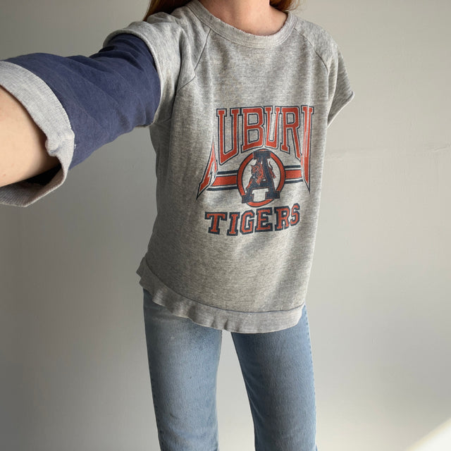 1980s Twofer Auburn Super Thin and Tattered Built In Long Sleeve Warm Up Sweatshirt