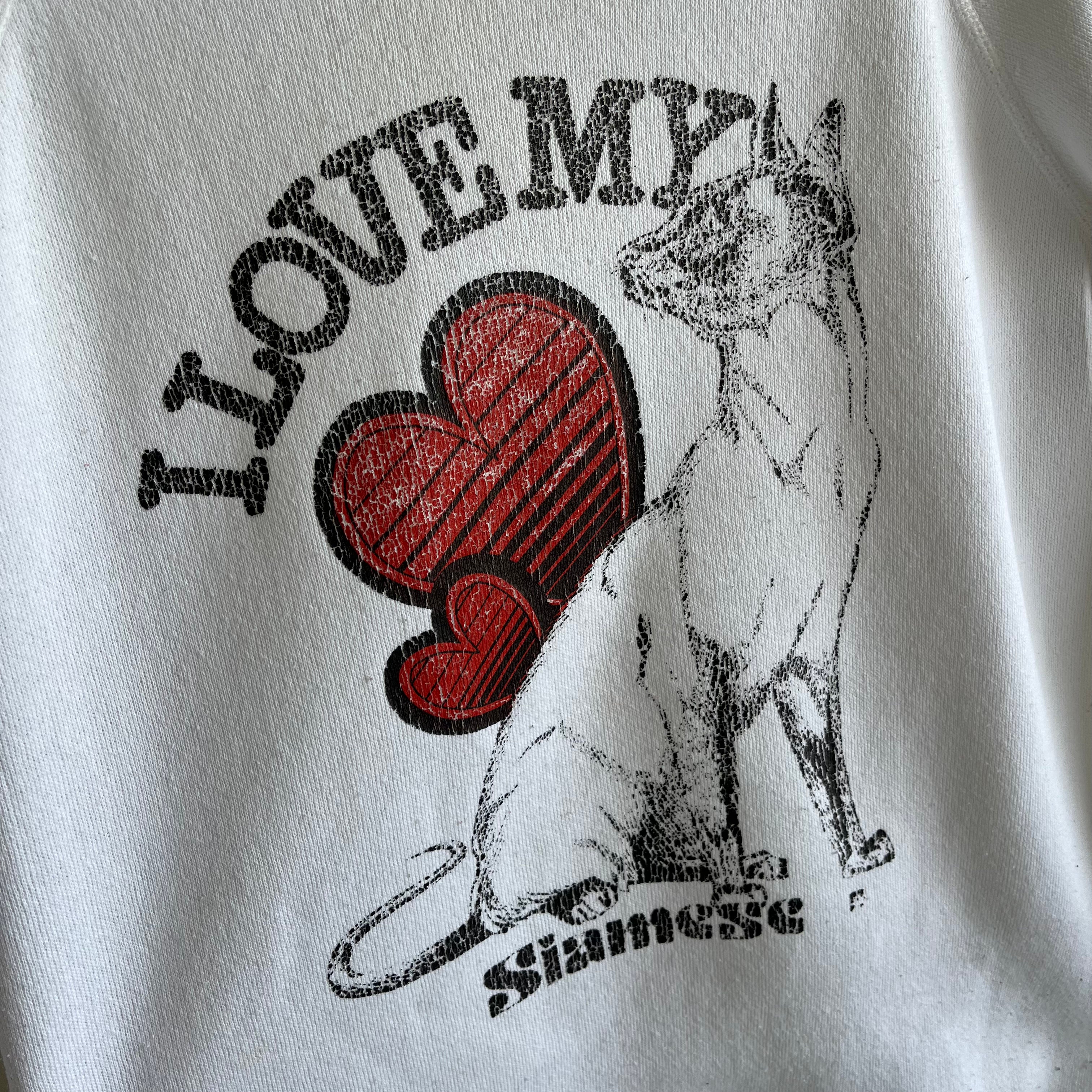 1980s I love my Siamese Cat Worn Out Sweatshirt