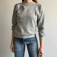 1970s Blank Gray Raglan with DIY Hemline Cut