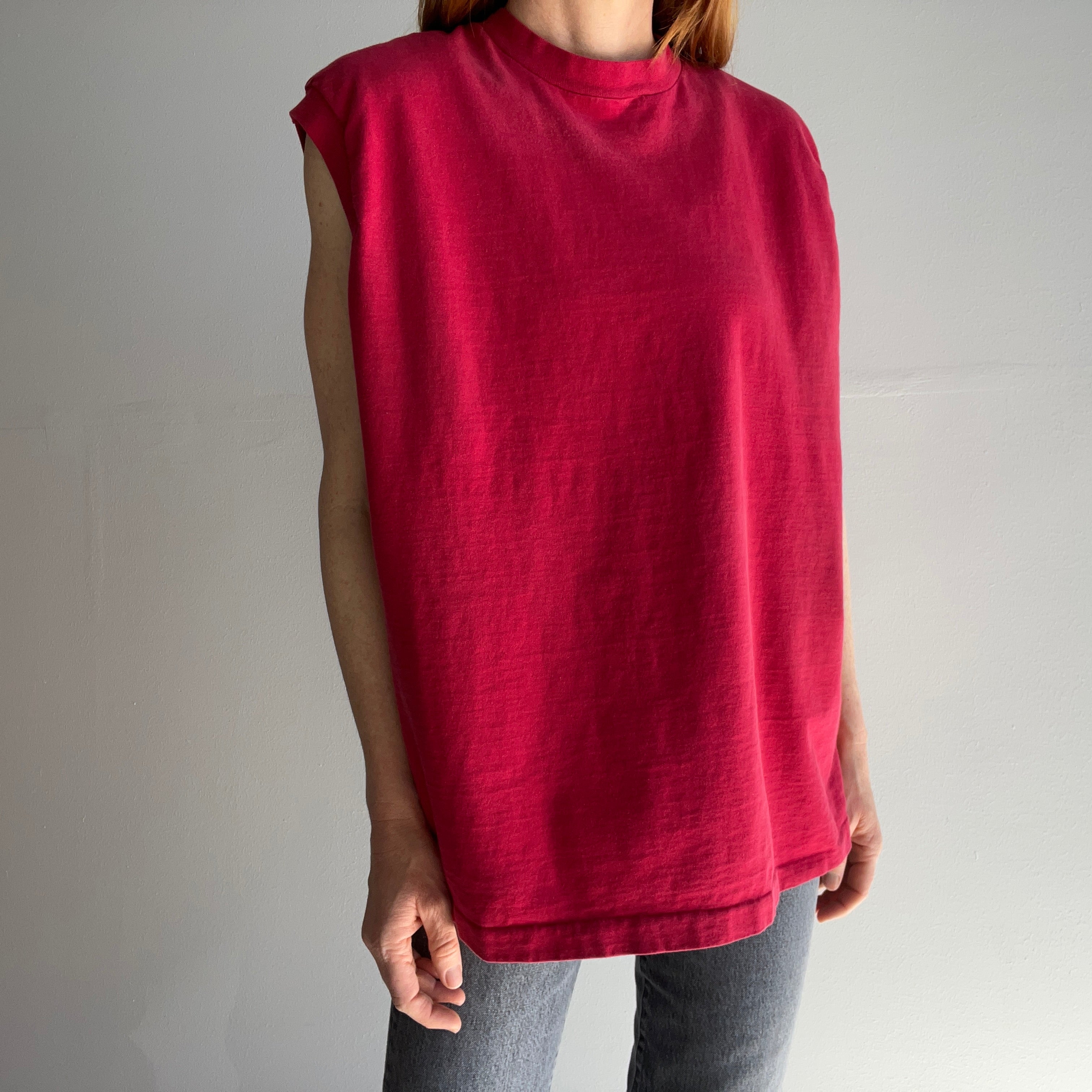 1990s Chateau Margaux Red Cotton Muscle Tank by FOTL