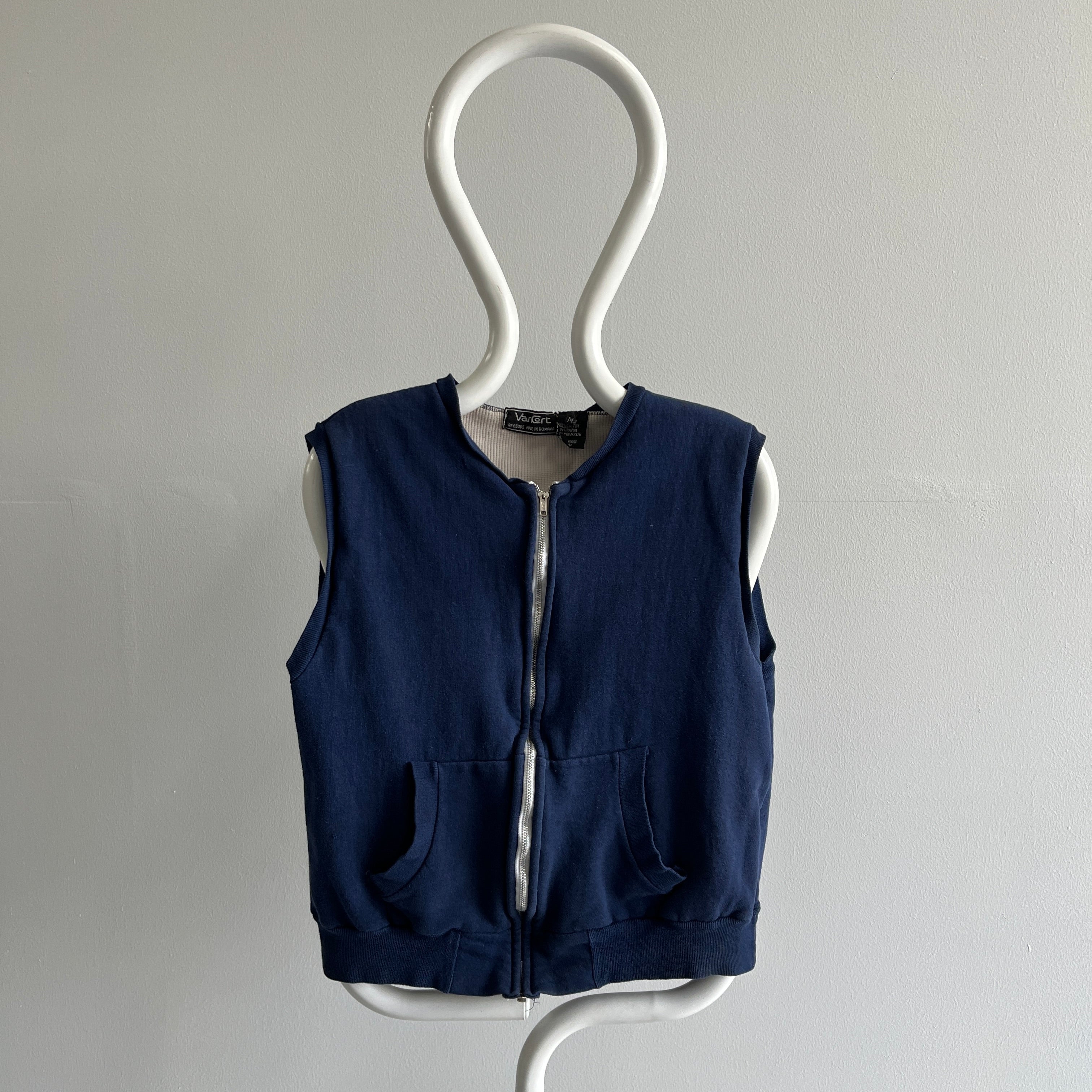 1970s Zip Up Warm Up Insulated Sweatshirt Vest