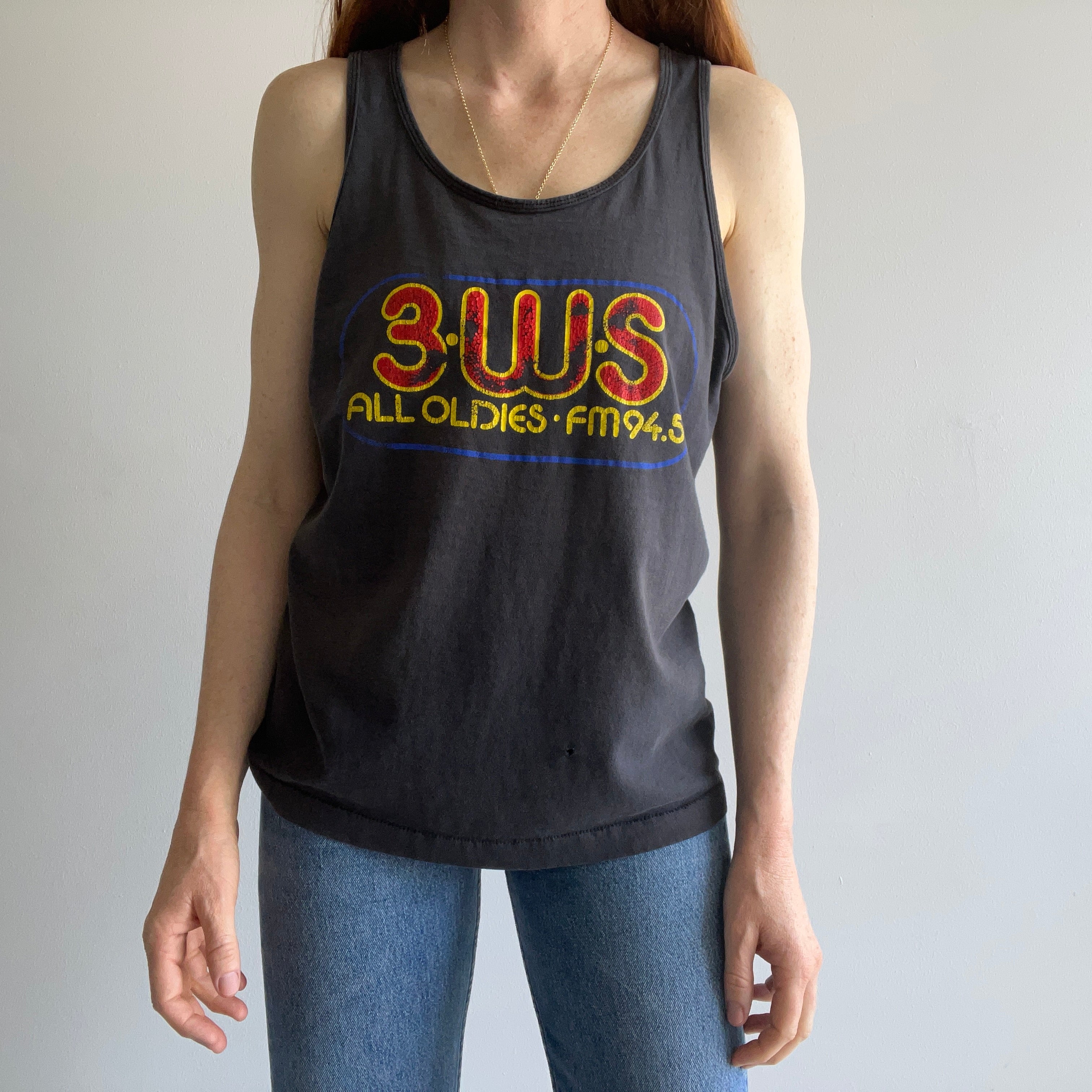 1980s Pittsburgh 3WS All Oldies FM94.5 Thrashed Tank Top