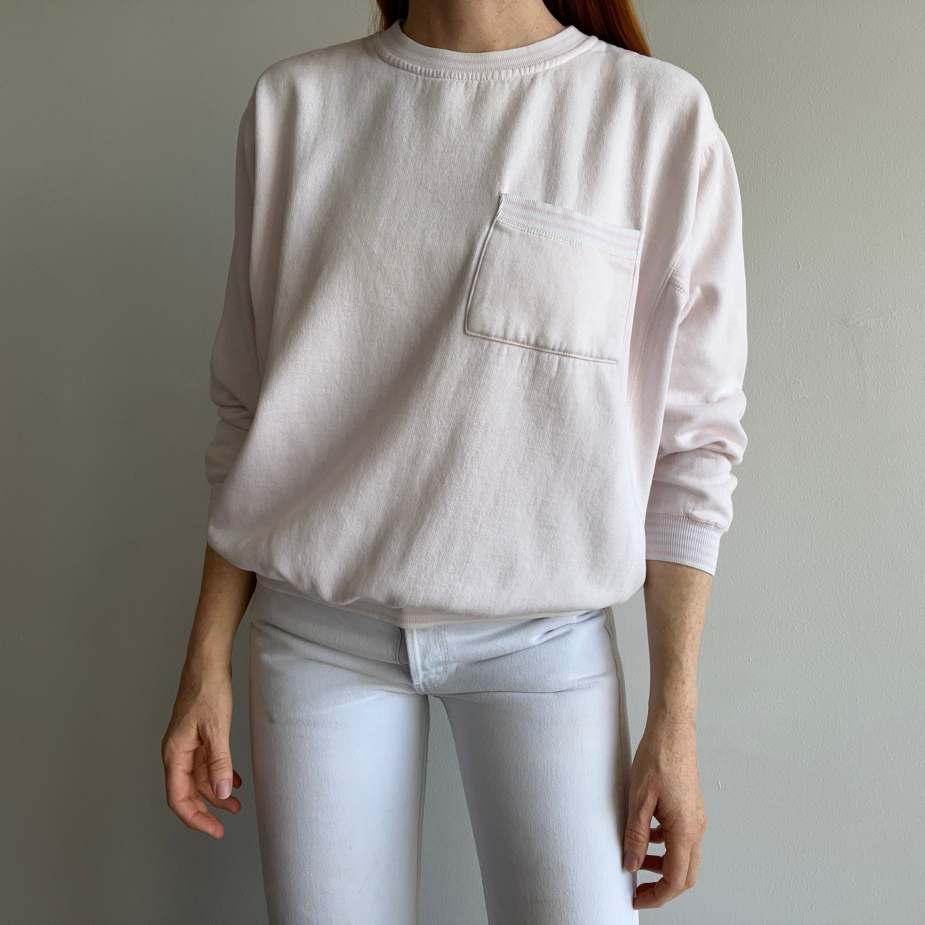 1980s Pale Pink Pocket Sweatshirt