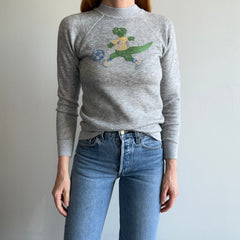 1980s DIY Crocodile Playing Soccer XS Sweatshirt