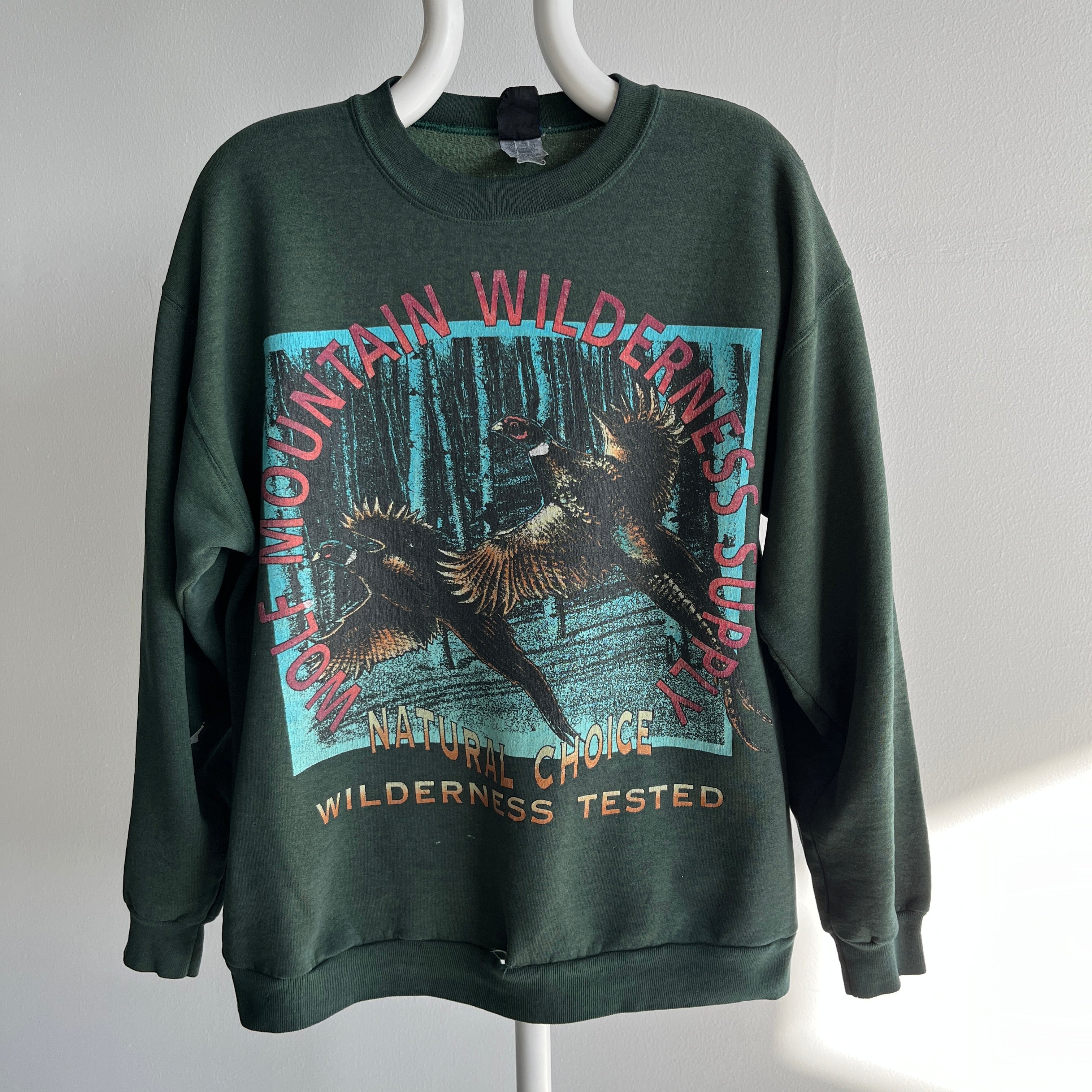 1990s Wolf Mountain Wilderness Supply Beat Up Sweatshirt