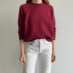 1970/80s Red, Red, Wine Blank Raglan Sweatshirt - Luxury Alert