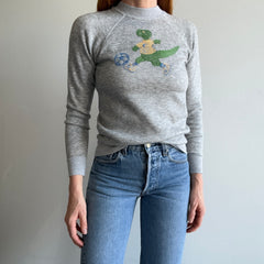 1980s DIY Crocodile Playing Soccer XS Sweatshirt