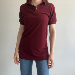 1980s Extra Long Burgundy Polo Shirt