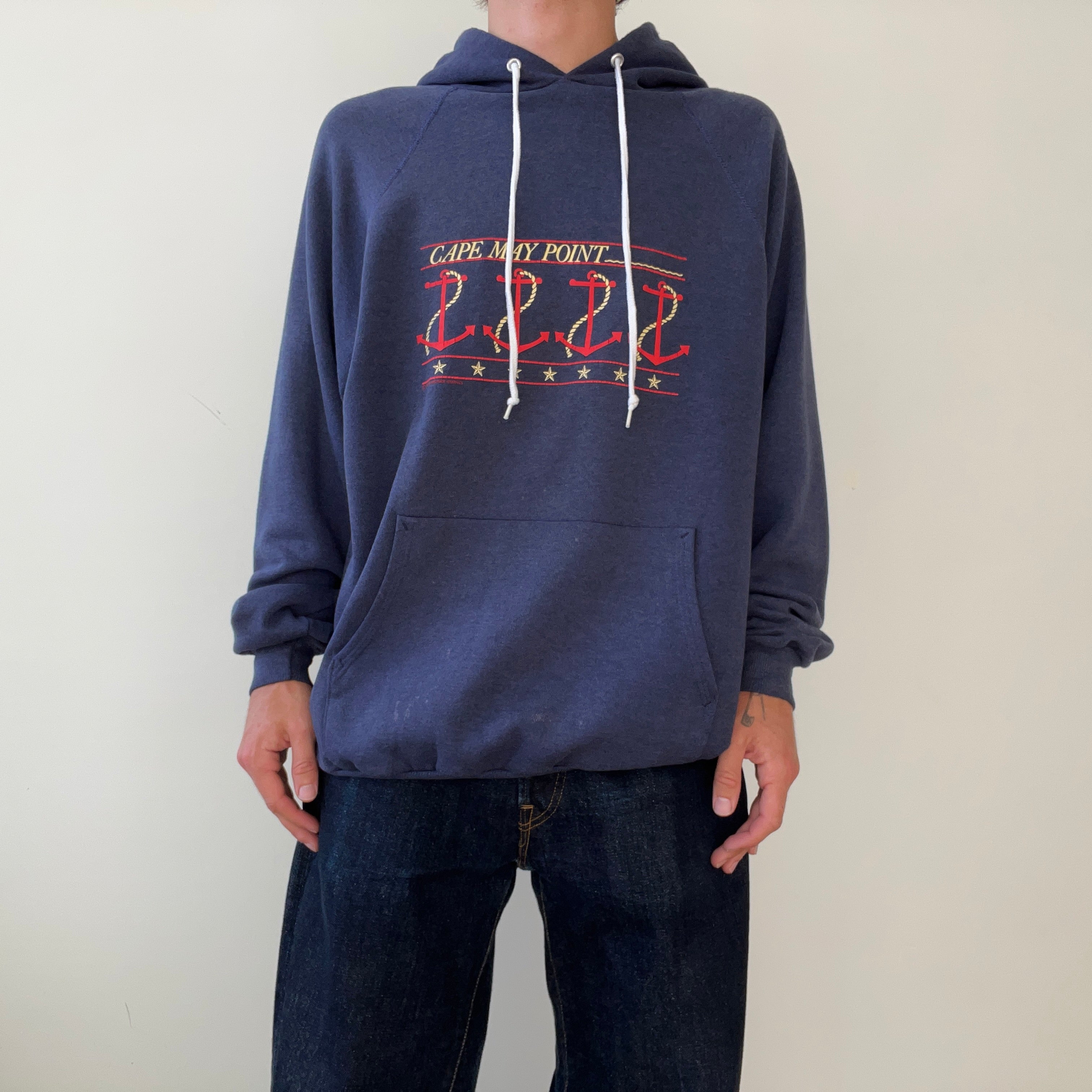 1980s/90s Dark Navy Cape May Point, NJ Hoodie