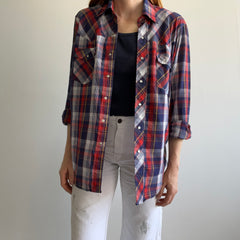 1980s Lightweight Plaid Cowboy Snap Shirt