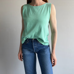 1980s Sea Foam Blue/Green Lovely Cotton Tank Top