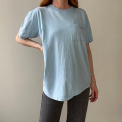 1980s Baby Blue Pocket T Shirt