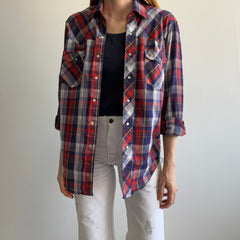 1980s Lightweight Plaid Cowboy Snap Shirt