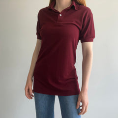 1980s Extra Long Burgundy Polo Shirt